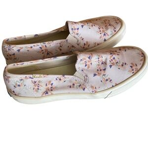 Keds Double Decker Floral Slip On Sneakers Pink Canvas Shoes WF66456 Womens 7